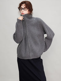 High Neck Zip Thick Cardigan_BDHL6692