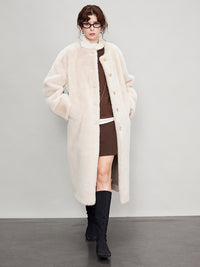 Round Collar Fur Mid-Length Jacket_BDHL6702