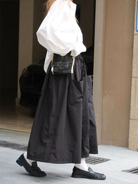 3D Pocket A-Line Long Skirt_BDHL6532