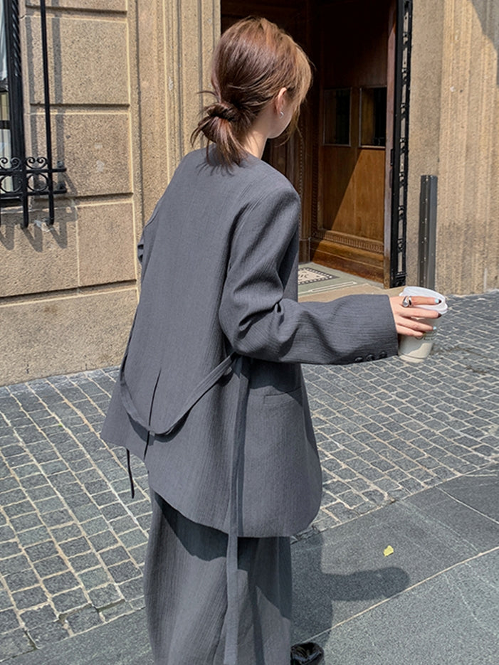 No Collar Jacket And Dress Suit Set_BDHL7562