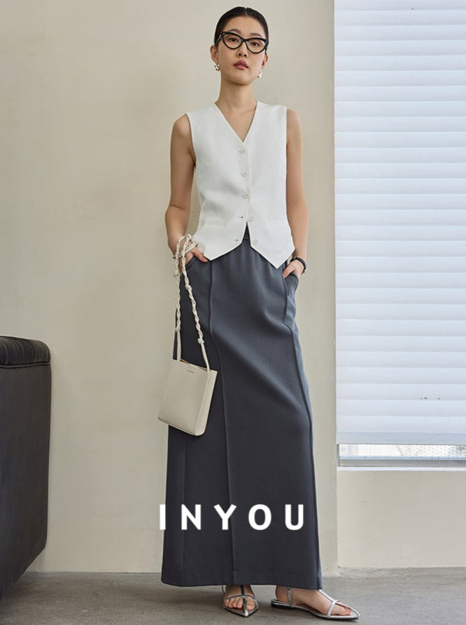 Loose And Thin Linen Vest_BDHL5985