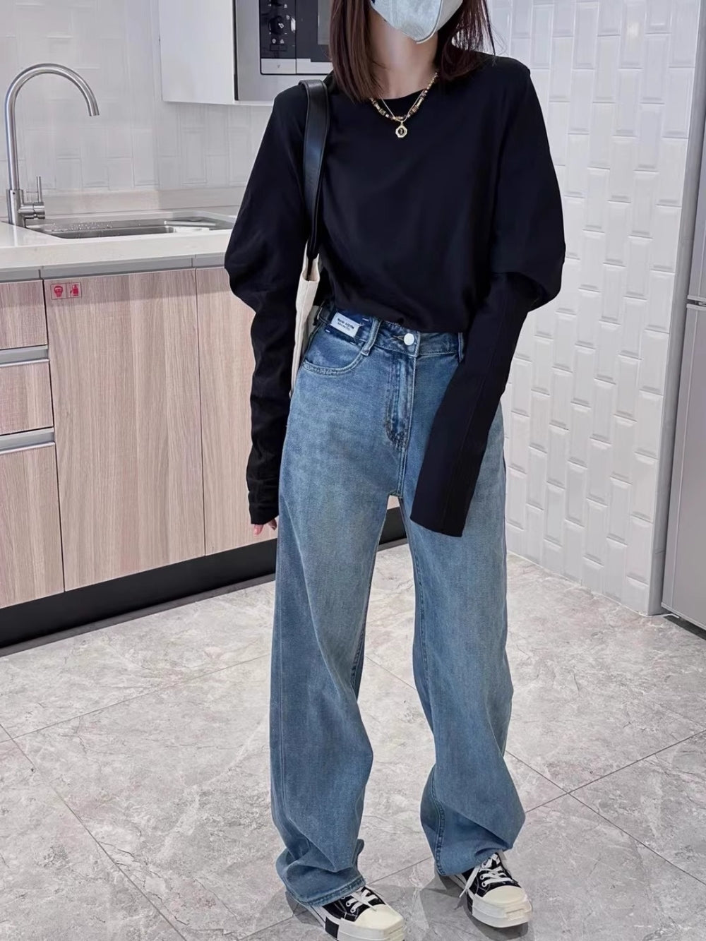 Puff Sleeve Long Sleeve Tops_BDHL8008