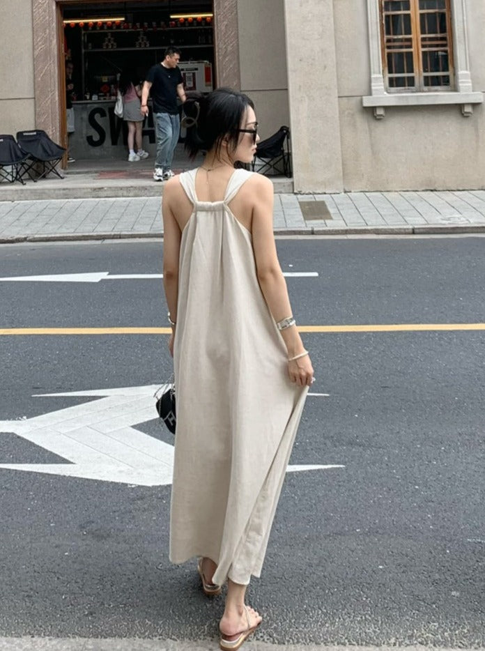 V-Neck Loose Fit Sleeveless Dress_BDHL6172