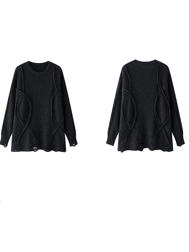 Dark Gray Loose Large Knit_BDHL6745