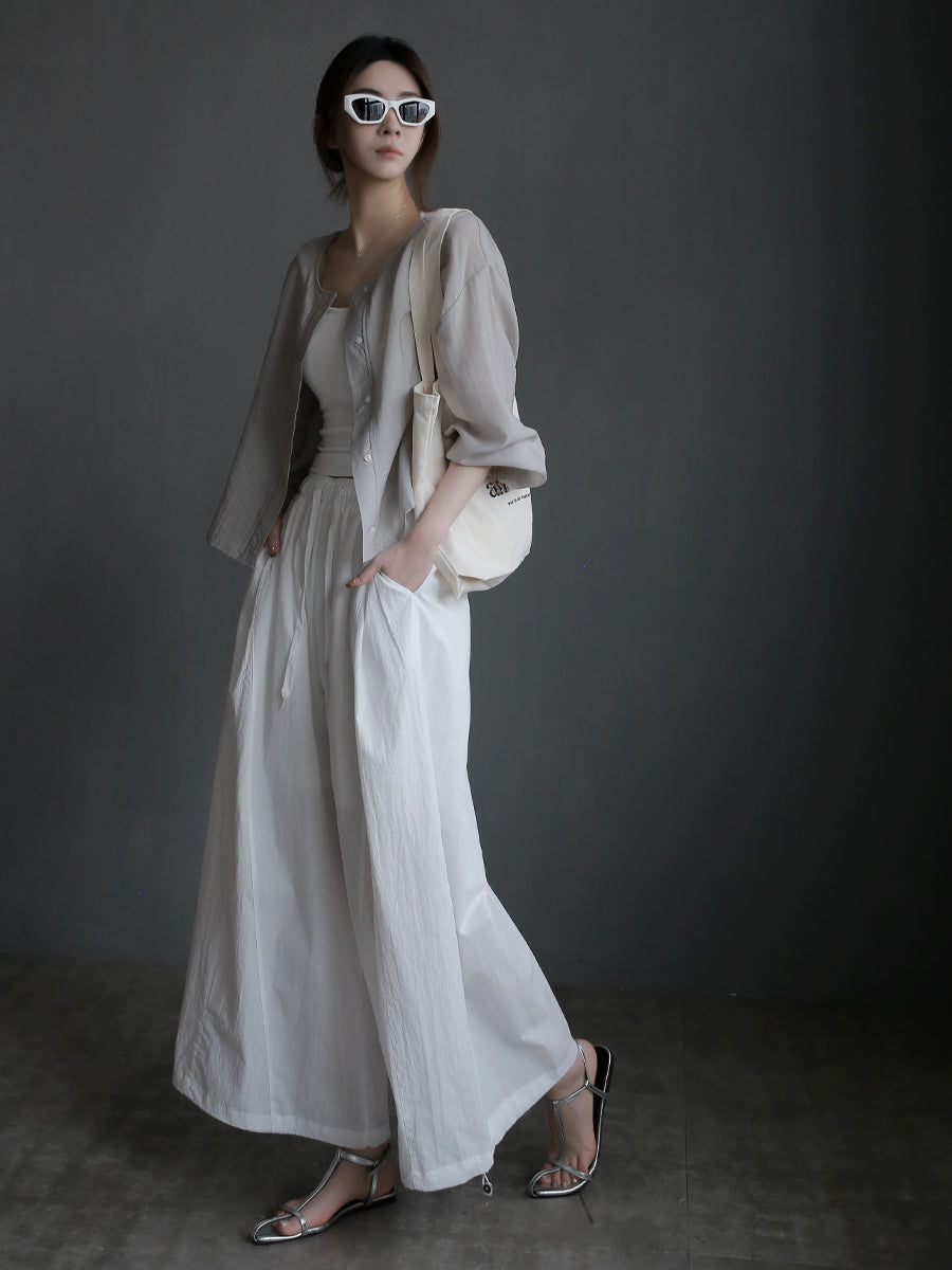 Thin Drawstring Wide Pants_BDHL7580