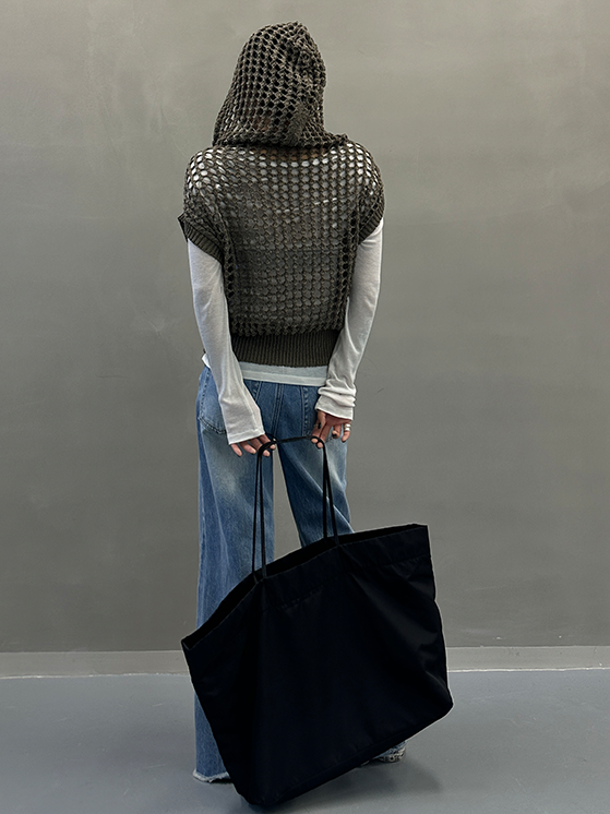 Hooded Hollow Knit Cardigan_BDHL7157