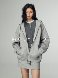 Loose Hooded Sweatshirt Jacket_BDHL6891