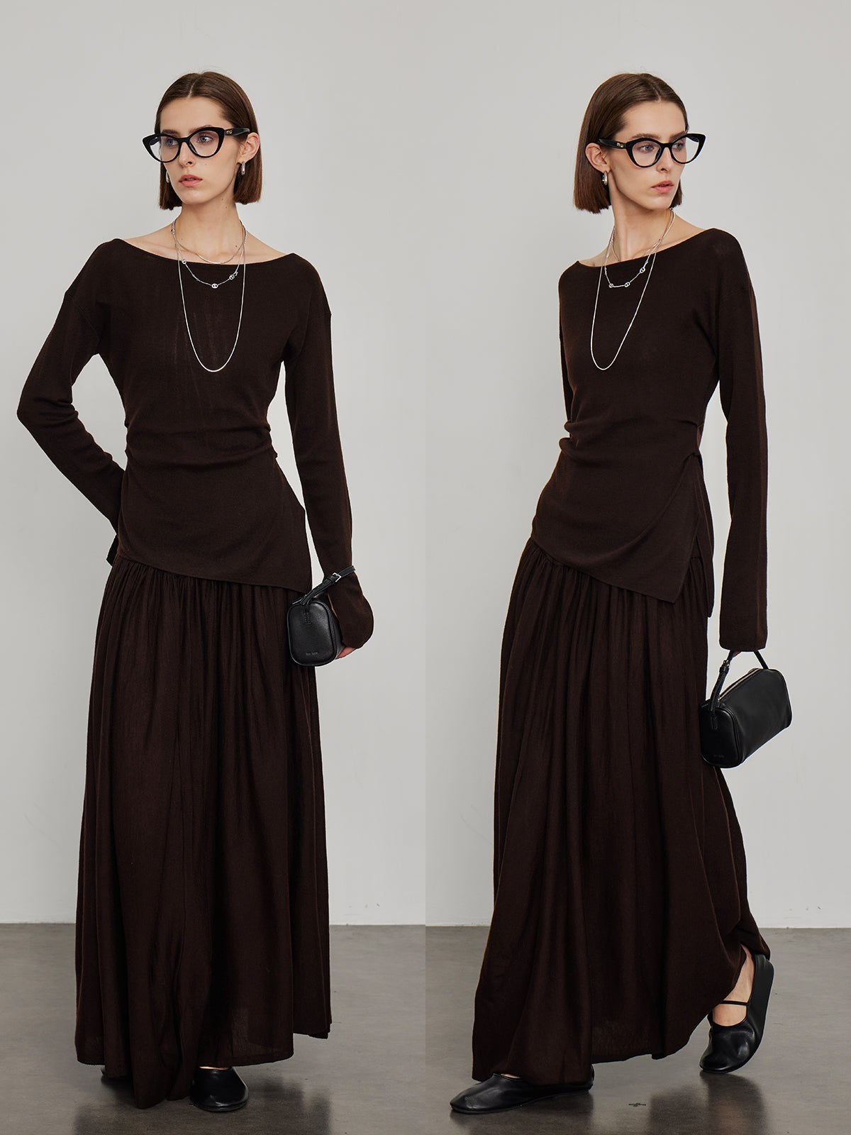 Knitted Slit Tops or Pleated Skirt_BDHL6450