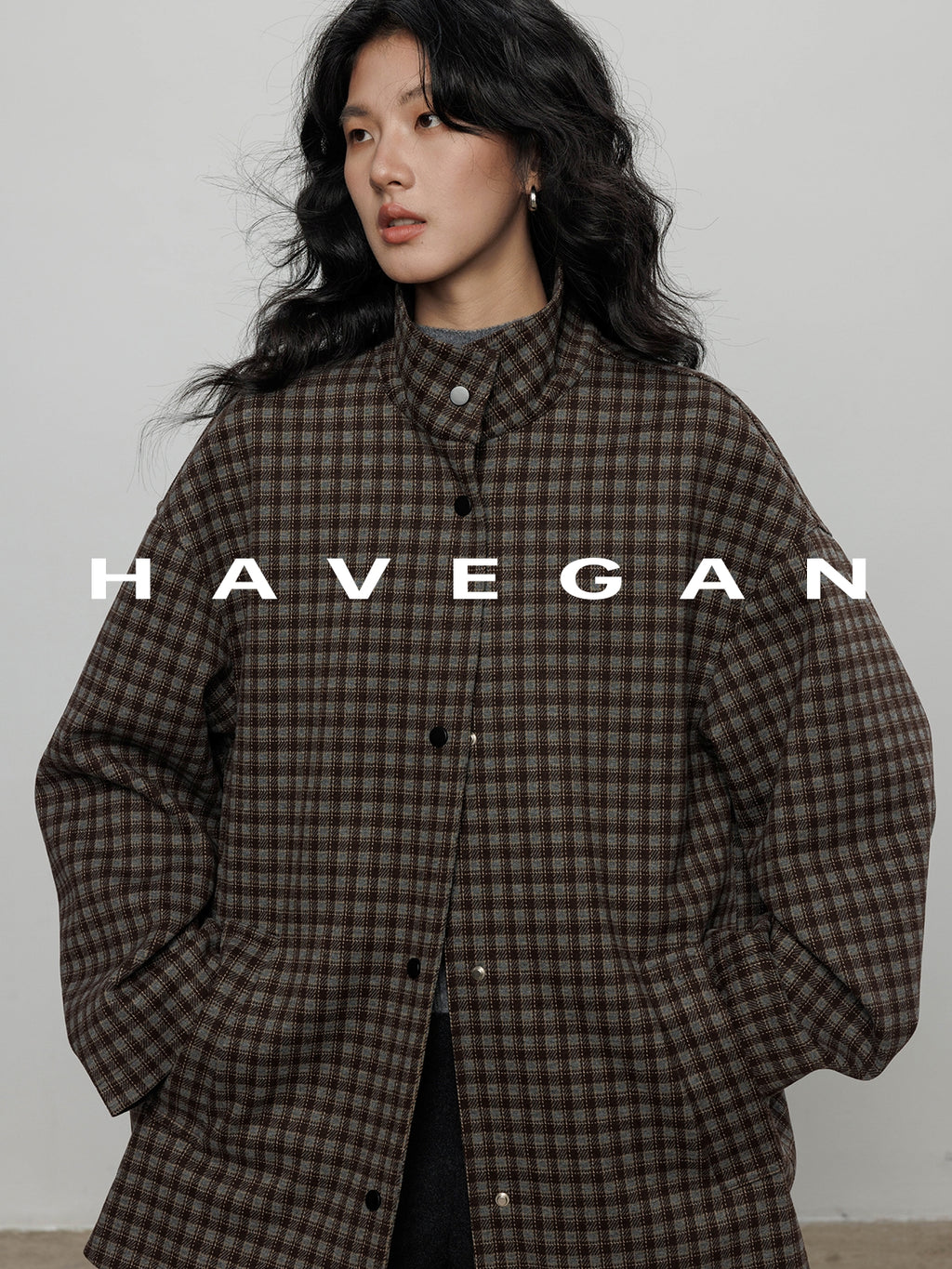 立領格紋上衣_BDHL7961