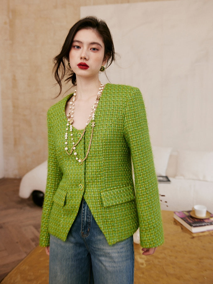 Green Tweed Jacket Or Skirt_BDHL6842