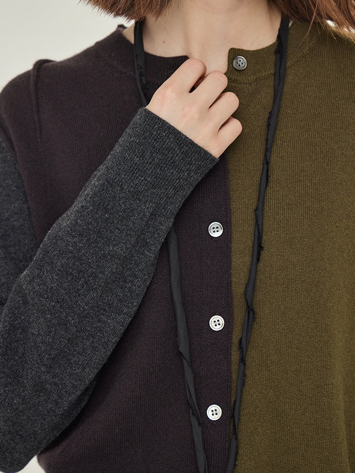 Contrast-Color Knit Cardigan_BDHL7745