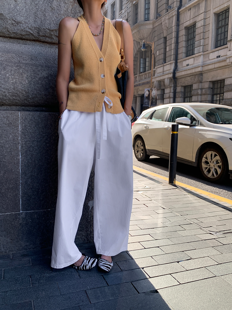 Waist String Wide Leg Pants_BDHL6096