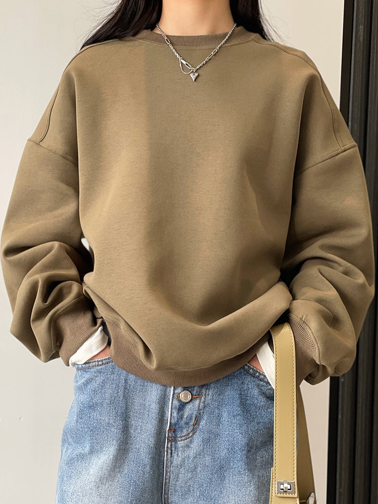 Drop Shoulder Sweatshirt Pullover_HL3913 - HELROUS