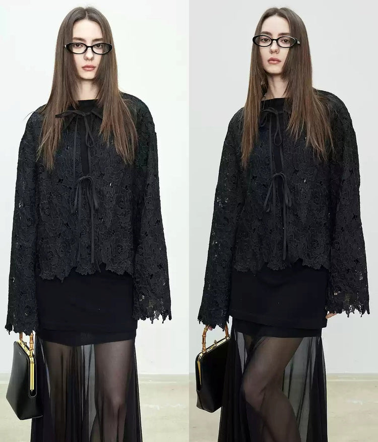 3D Hollow Lace Knit Tops_BDHL7098