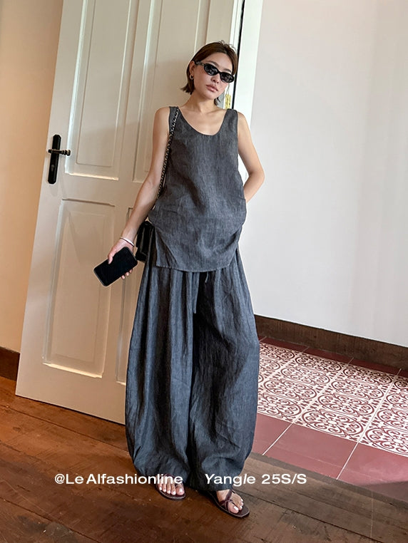 Loose Sleeveless Top Or Pants_BDHL7616