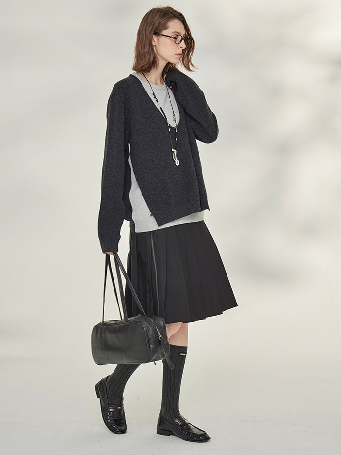 Two-Piece Style U-Neck Knit Tops_BDHL7746