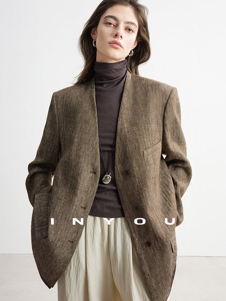 Collarless Suit Jacket_BDHL7132
