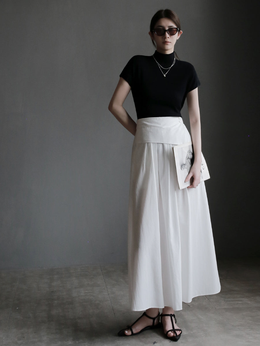 Half-High Collar Short-Sleeved Tops_BDHL7573
