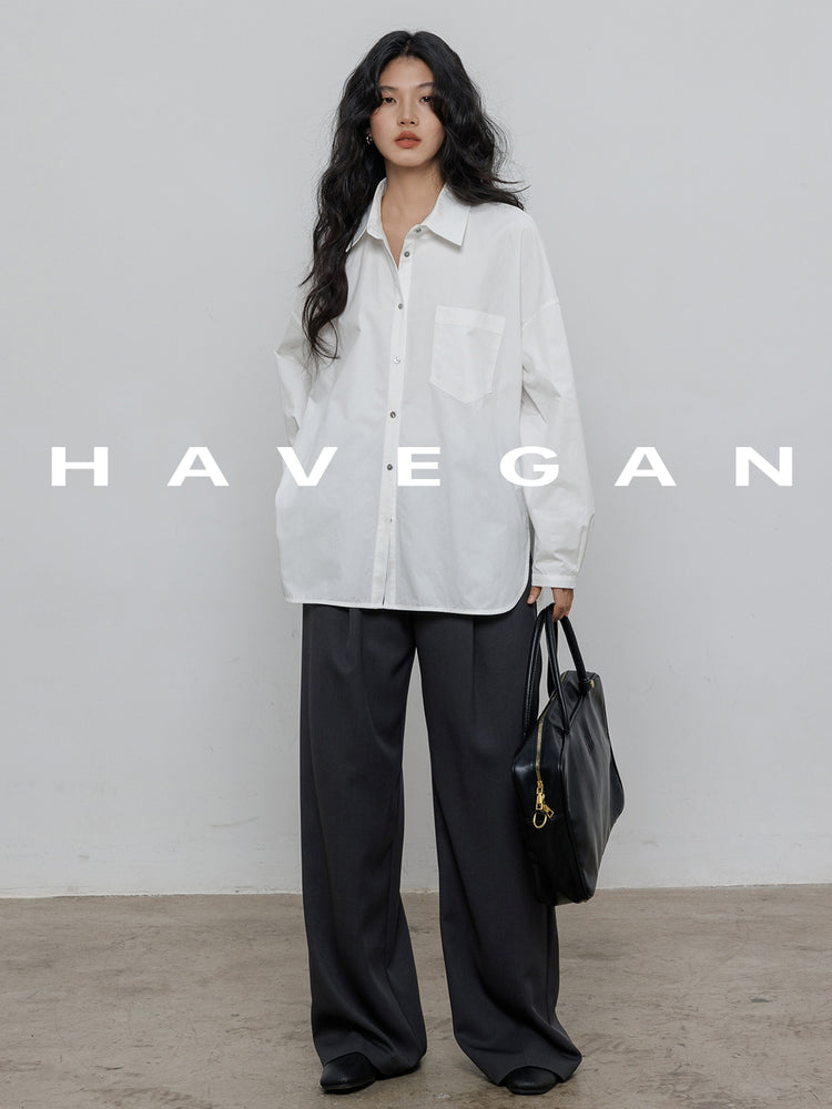 Hem Slit Design Shirt_BDHL7231