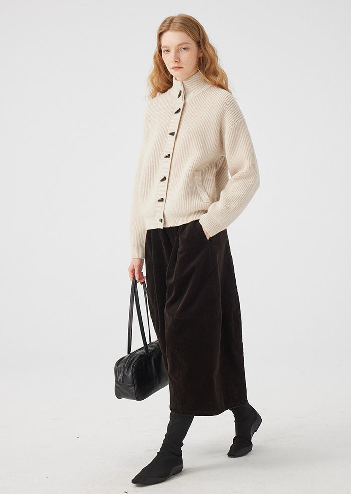 立領羅紋針織開襟衫_BDHL8117