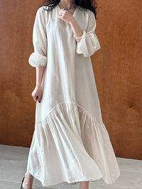 Long Sleeved Tiered Long Dress_BDHL6169