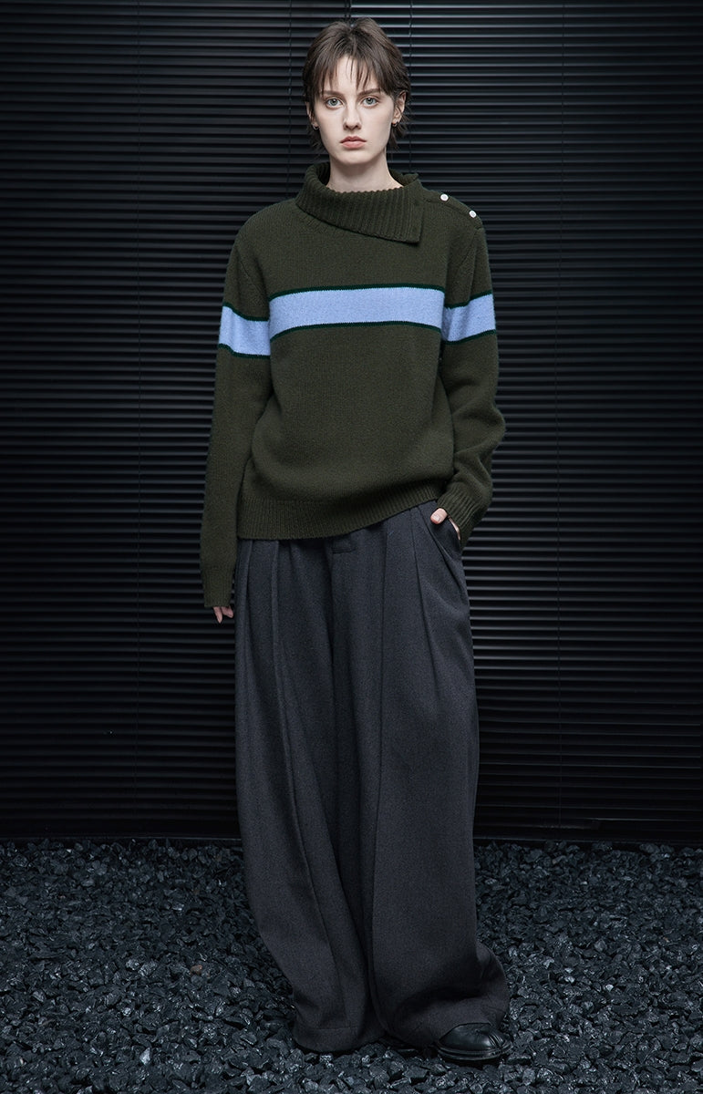 Contrast Color Line Knit Tops_BDHL7800