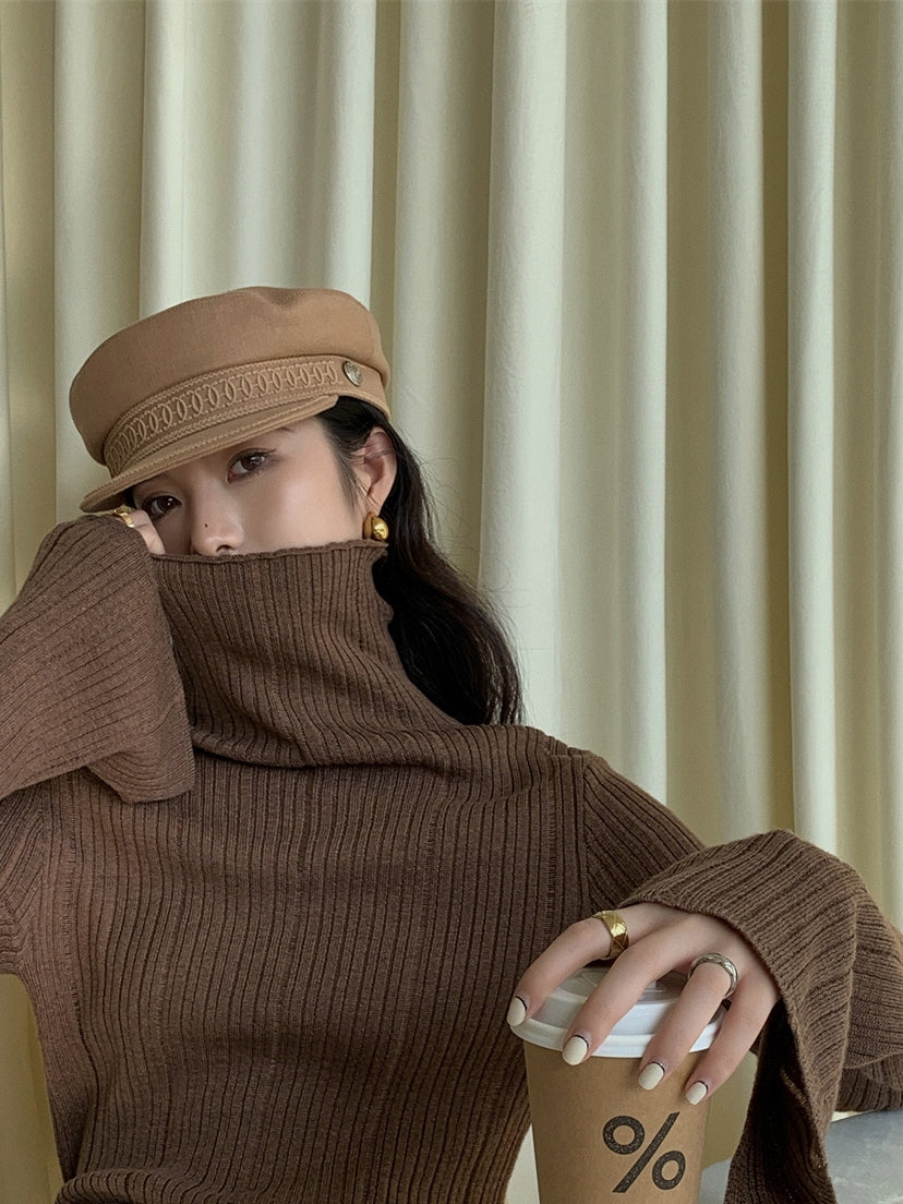 Flared-Sleeve Slim-Fit Knit Tops_BDHL8016