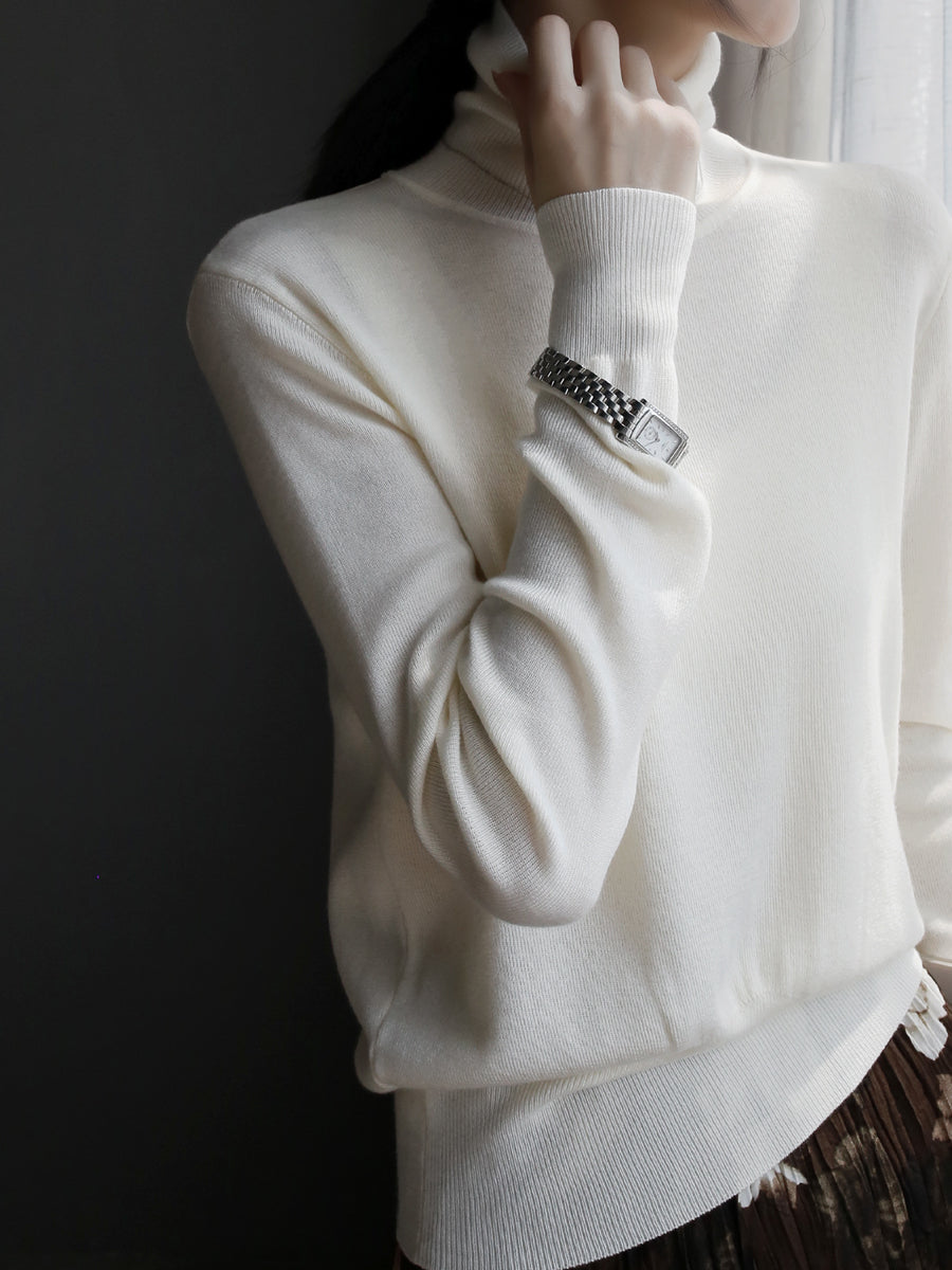 High-Neck Slim-Waist Knit Tops_BDHL7917