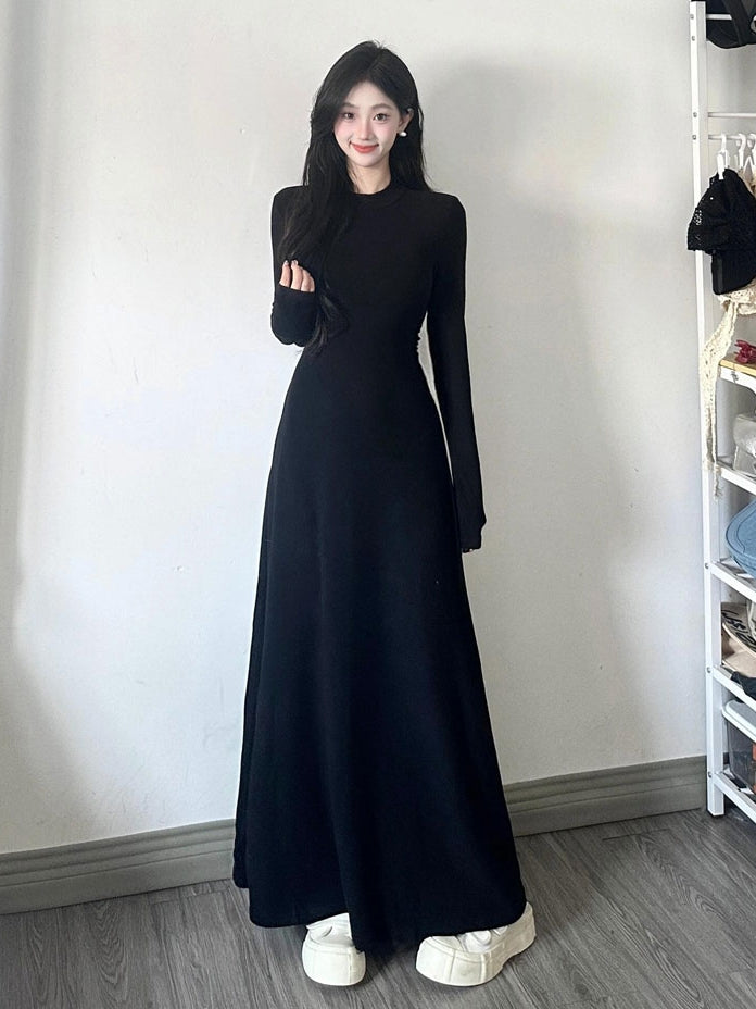 Waist-Cinching Long-Sleeved Dress_BDHL7833