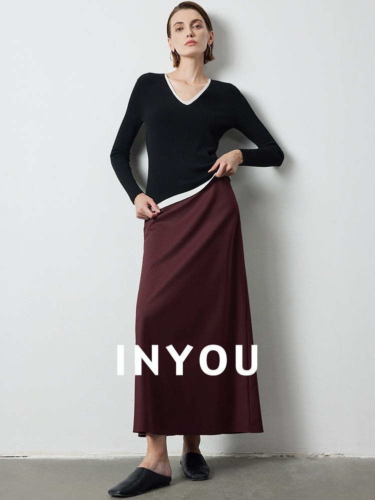 Tucked Straight Long Skirt_BDHL6387