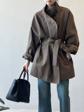 Retro Stand Collar Trench Coat_BDHL7126