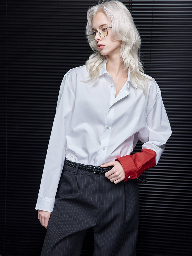 Sleeve Contrast Collar Shirt_BDHL6988