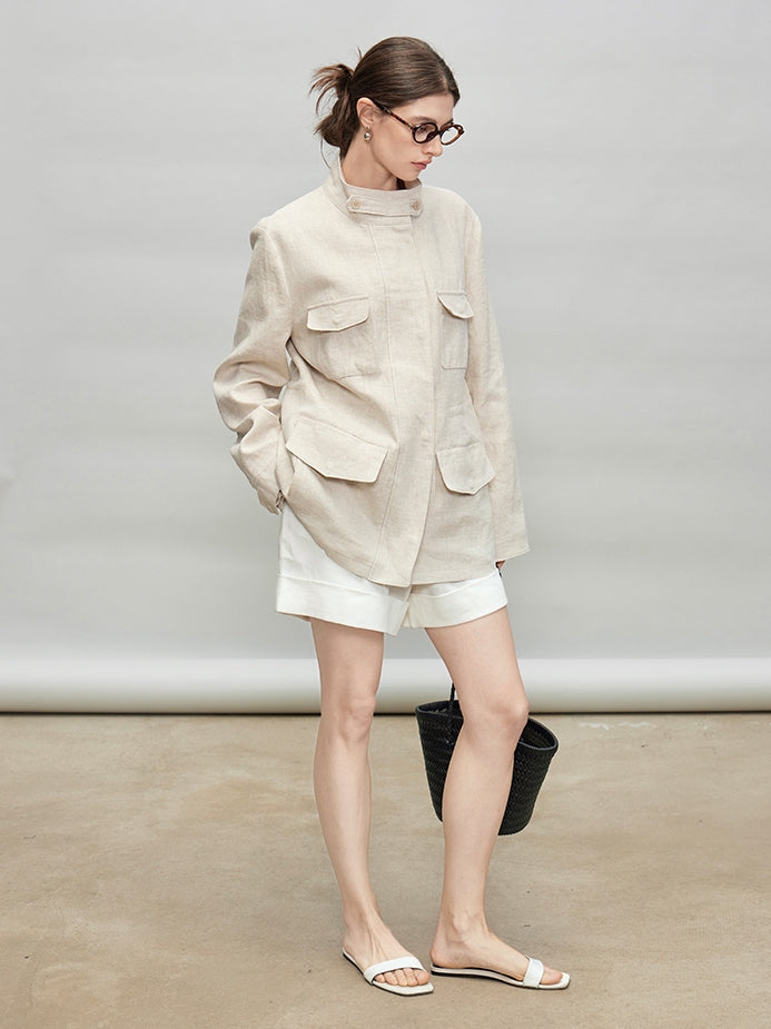 Stand-Up Collar Shirt Jacket_BDHL7278