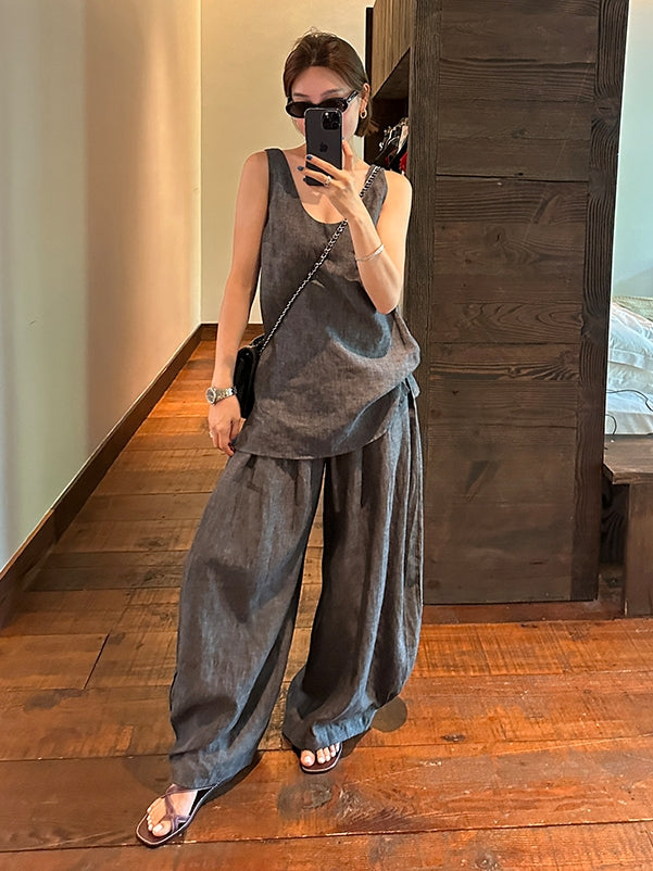 Loose Sleeveless Top Or Pants_BDHL7616