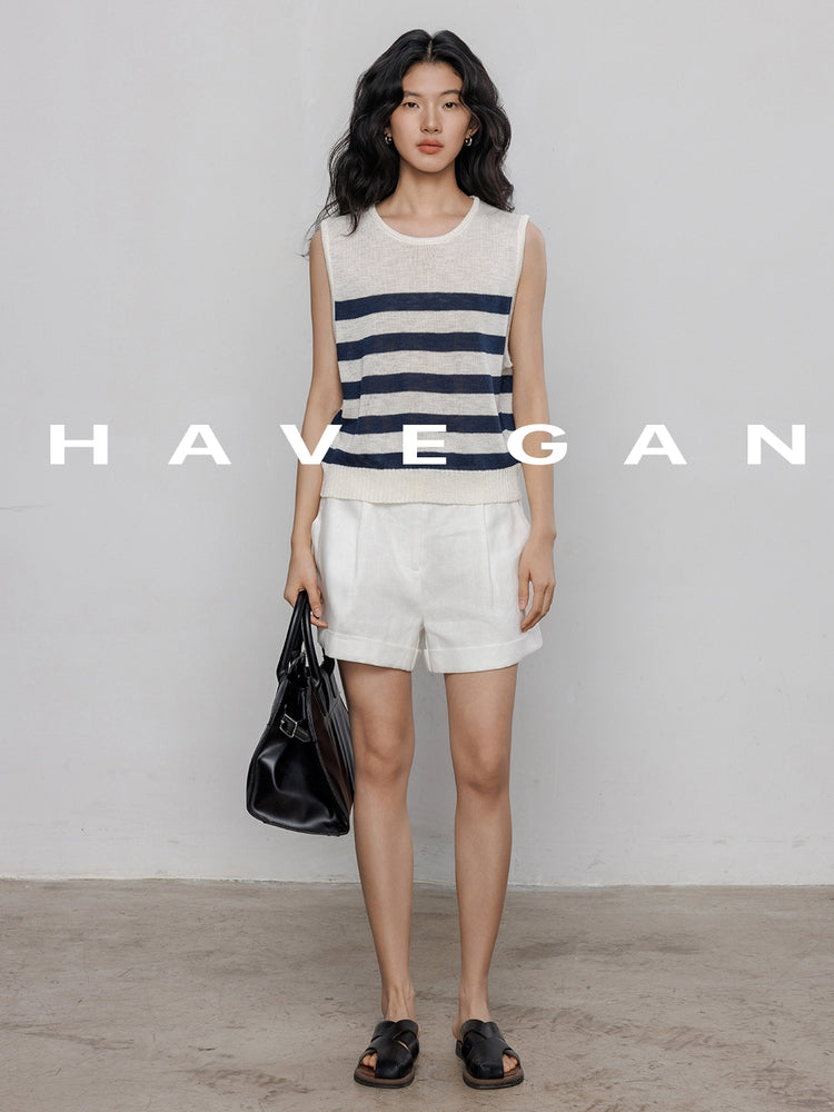 Round Neck Sleeveless Tops_BDHL7233