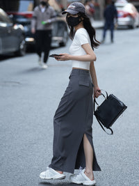 High-Waisted Slit Long Skirt_BDHL6373