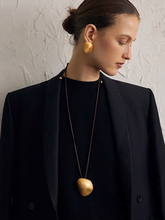 Geometric Pendant Necklace Or Pierced earrings_BDHL7443