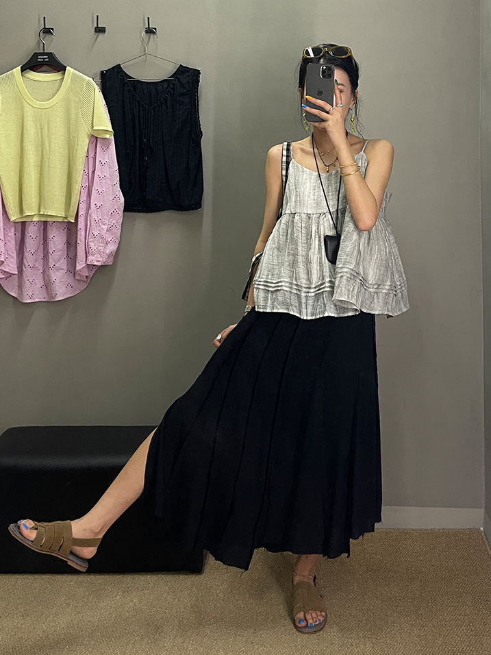 Splicing Draped A-Line Skirt_BDHL7542