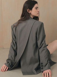 Back Slit Dark Grey Blazer_BDHL6483