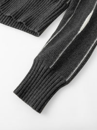 Random Striped V-Neck Cardigan_BDHL7010