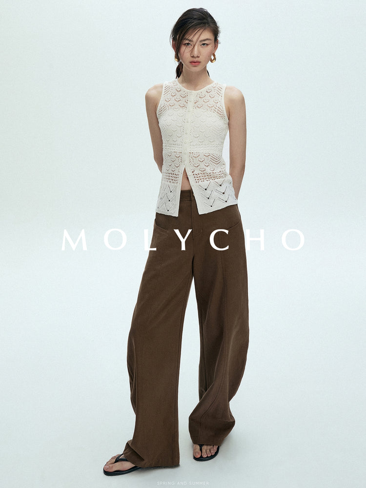 Knitted Hollow Sleeveless Tops_BDHL7433