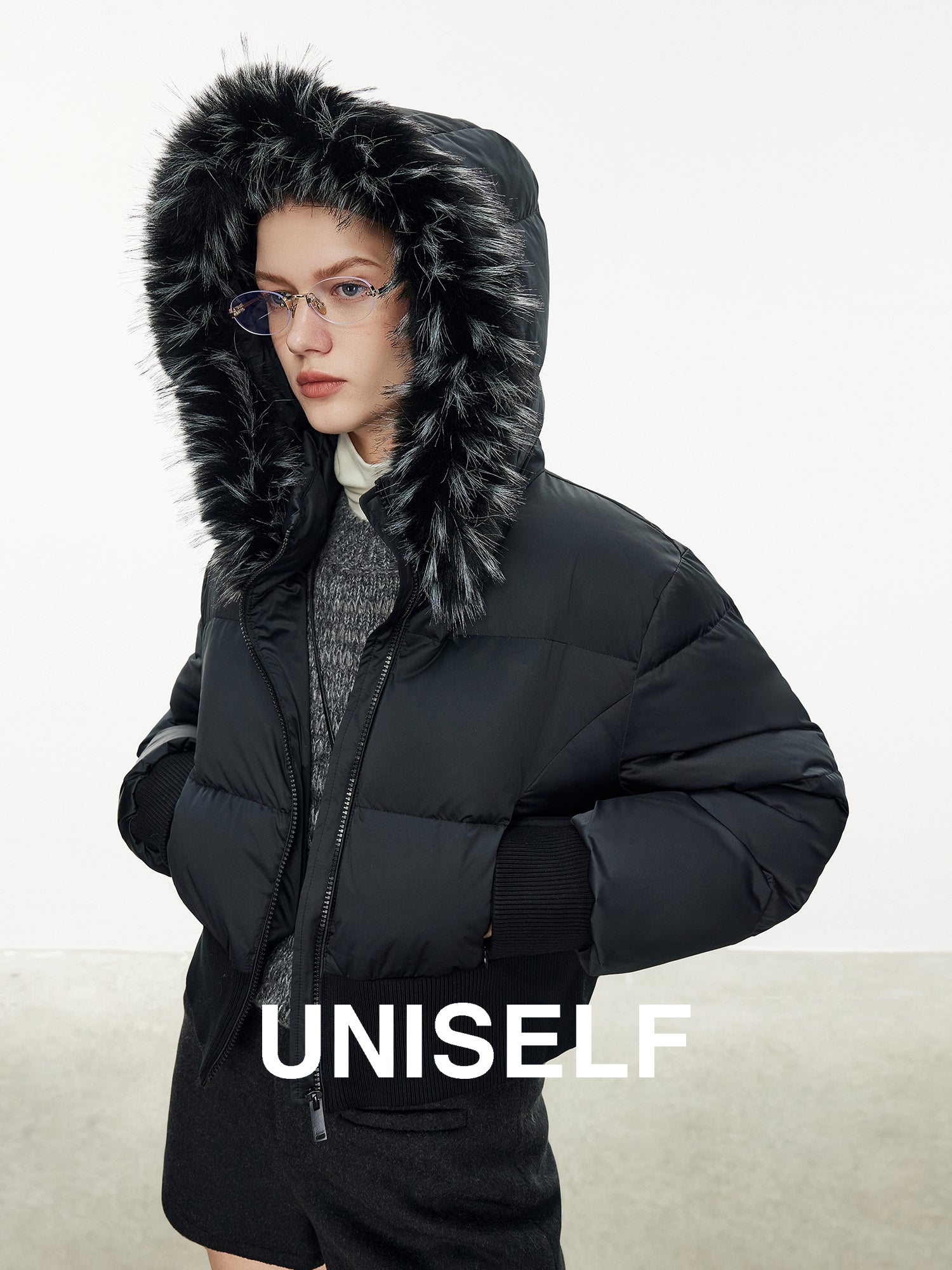 Fur Collar Hooded Down Jacket_BDHL7974