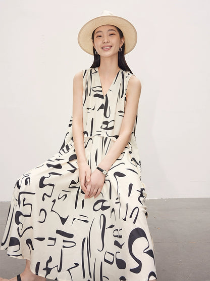 Resort Style Floral Dress V-Neck Print Dress_BDHL5889