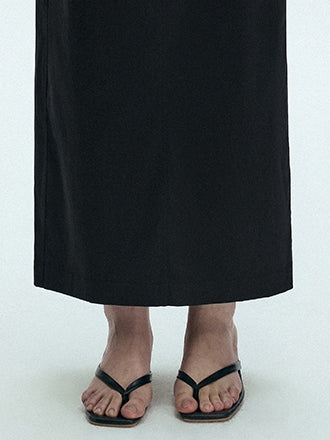 Black Long Straight Skirt_BDHL7428