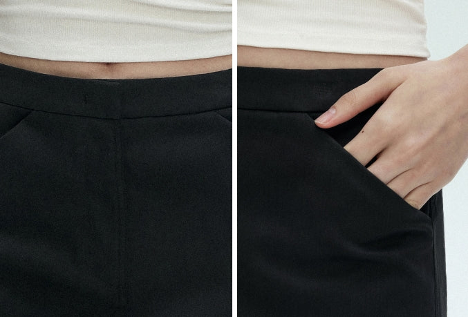 Black Long Straight Skirt_BDHL7428