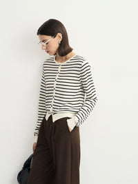 Stripe Round-Neck Cardigan_BDHL6621