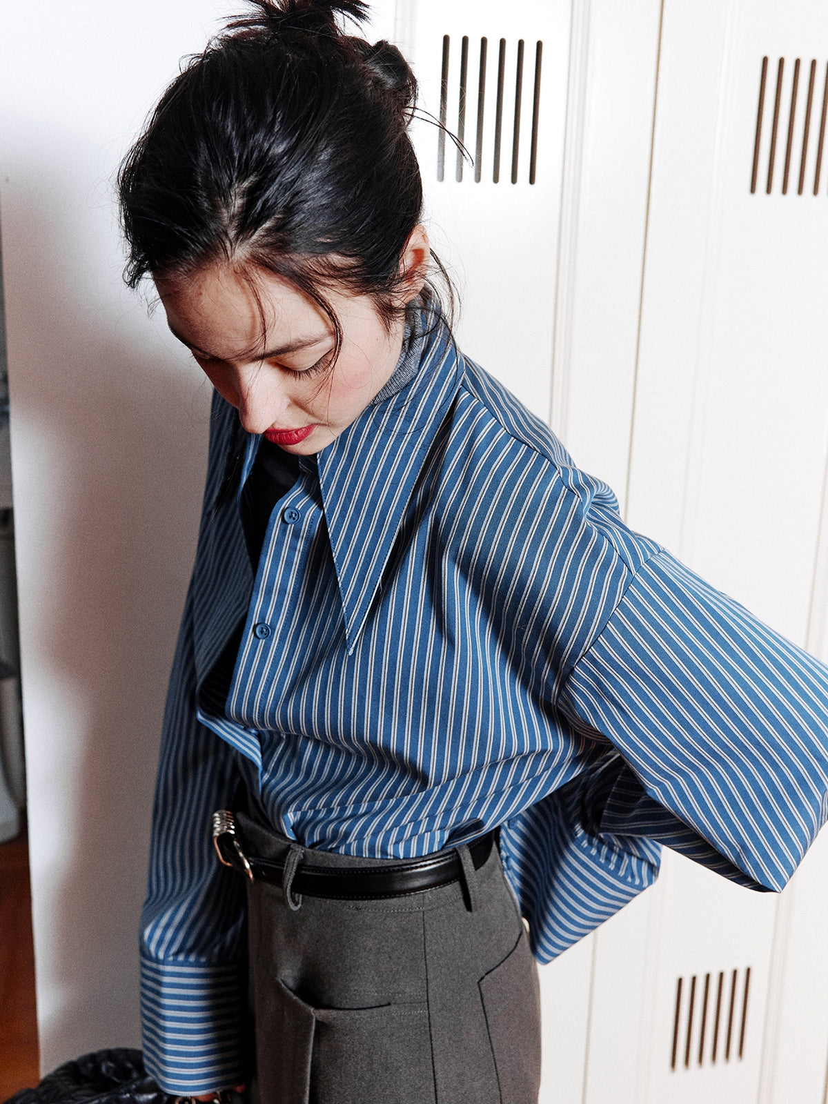 Stripe Waist Corset Shirt_BDHL8000