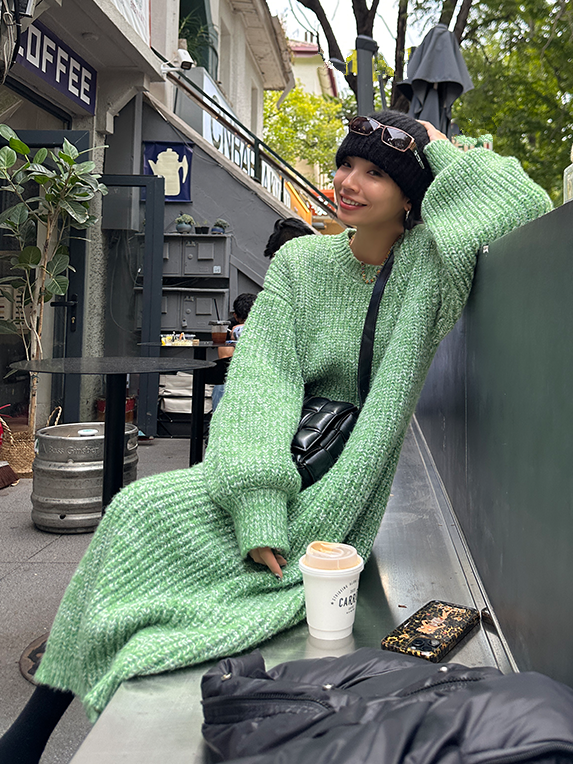 Loose Thick Knit Long Dress_BDHL6729