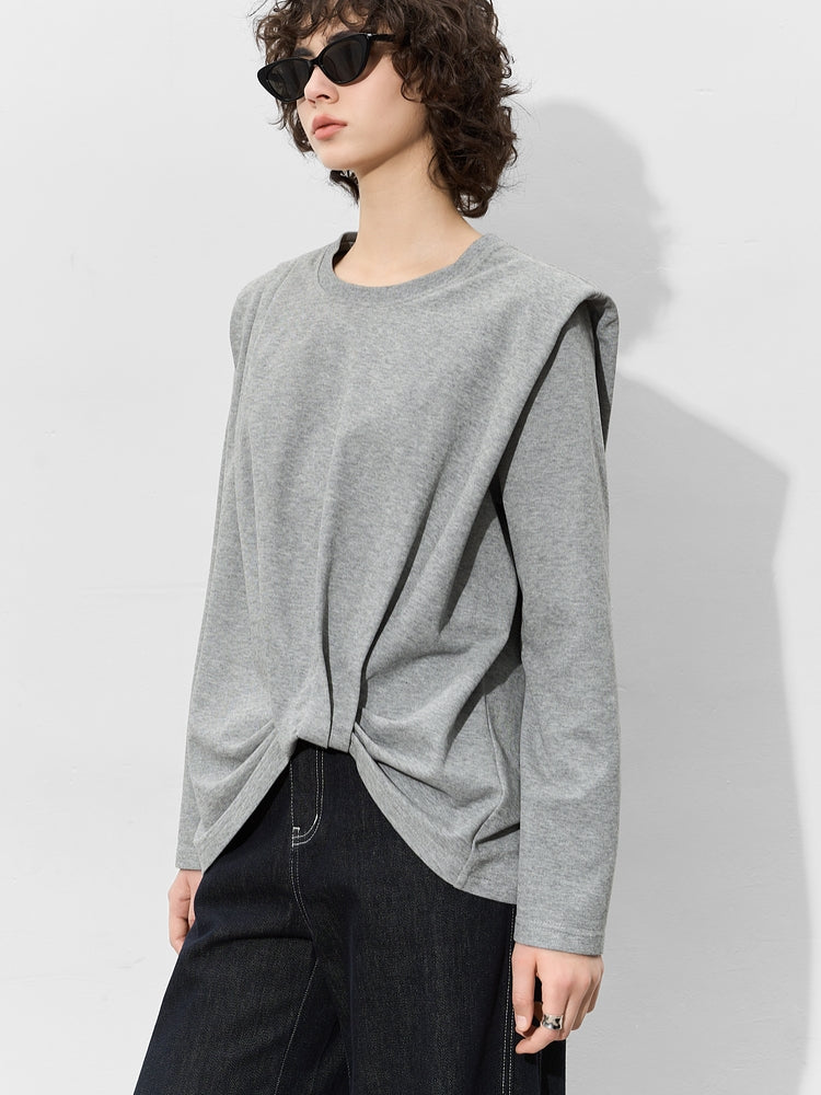 Asymmetric Round Neck Sweatshirt_BDHL7014