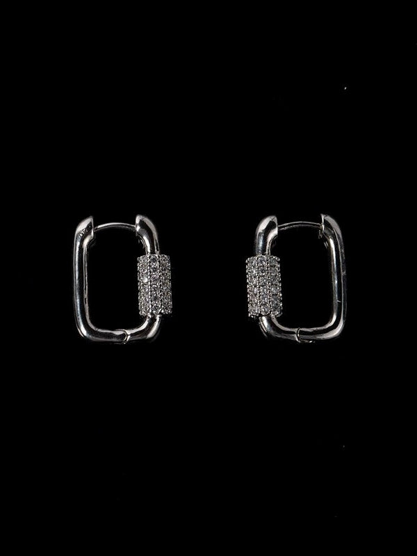 Square French Style Pierced Earrings_BDHL8014